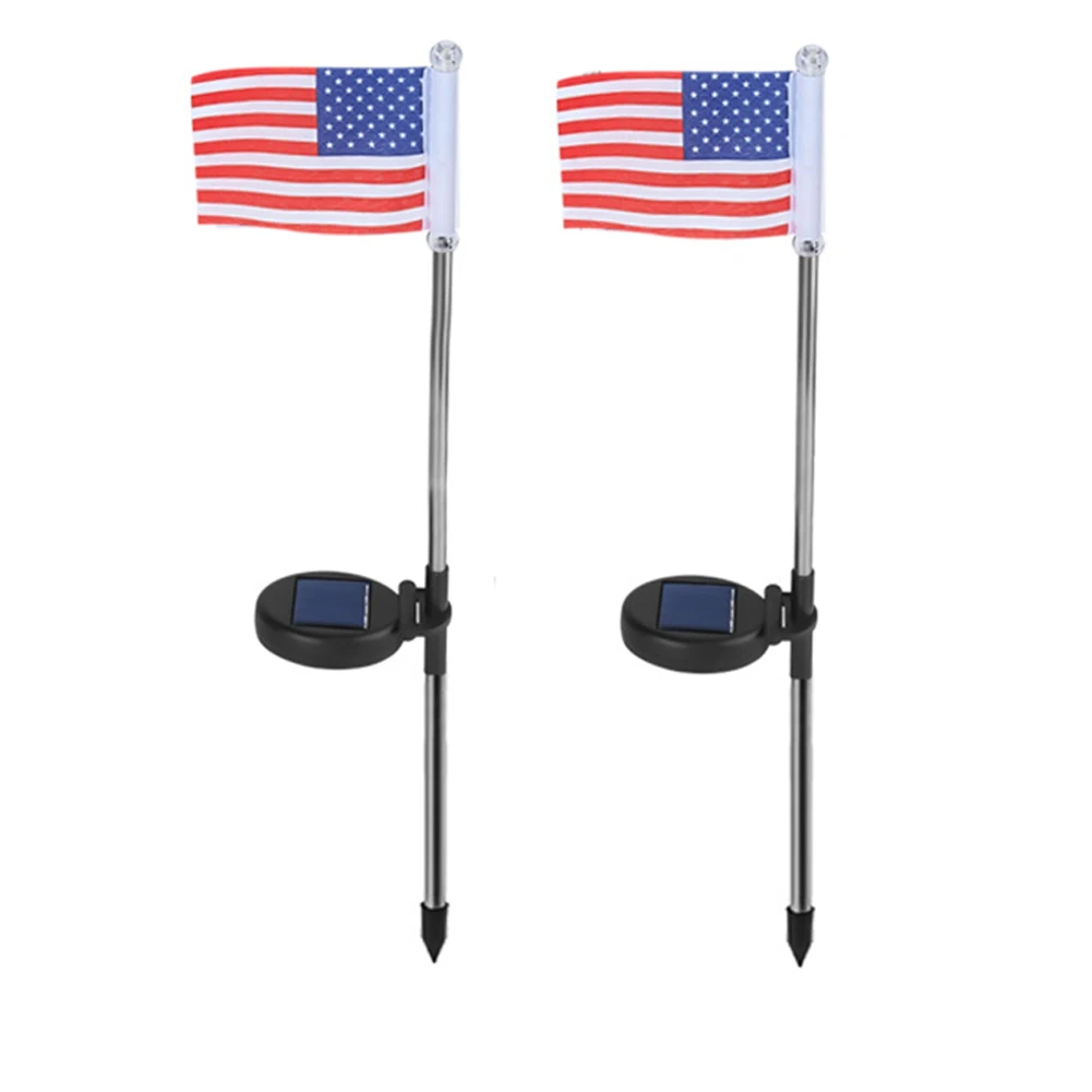 

2pcs Lawn Lamp Solar Powered Home Flag Light No Wiring Walkway Waterproof Landscape Led Outdoor Garden Path Lightweight