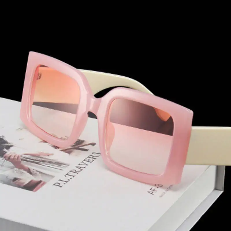 

Trendy Large Frame Square Sunglasses For Women 2021 Luxury Brand Designer Retro Wide Legs Sun Glasses Men Fashion Colored Shades