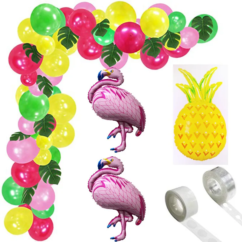 

Hawaii Theme Birthday Party Decoration Balloon Set Flamingo Pineapple Foil Balloon Turtle Leaf for Girl Baby Shower Supplies