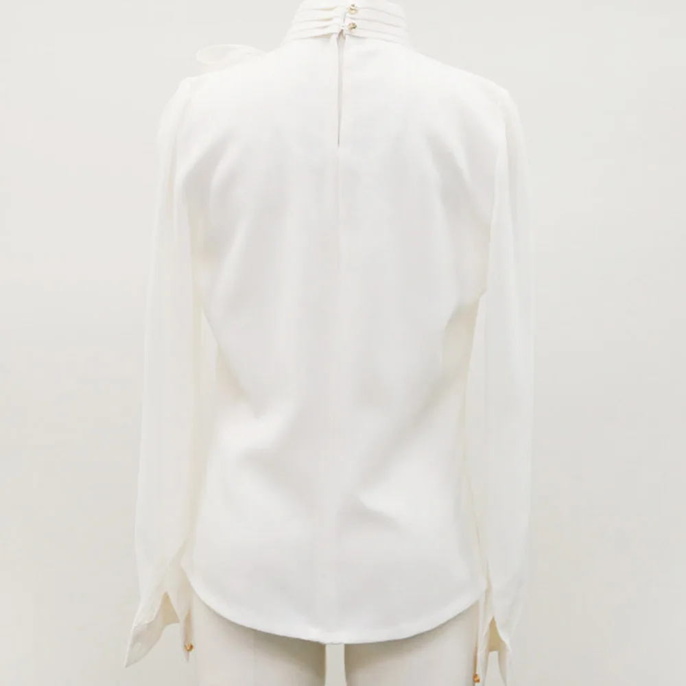 Женская шифоновая блузка с длинным рукавом 2020 корейский стиль тонкий элегантный