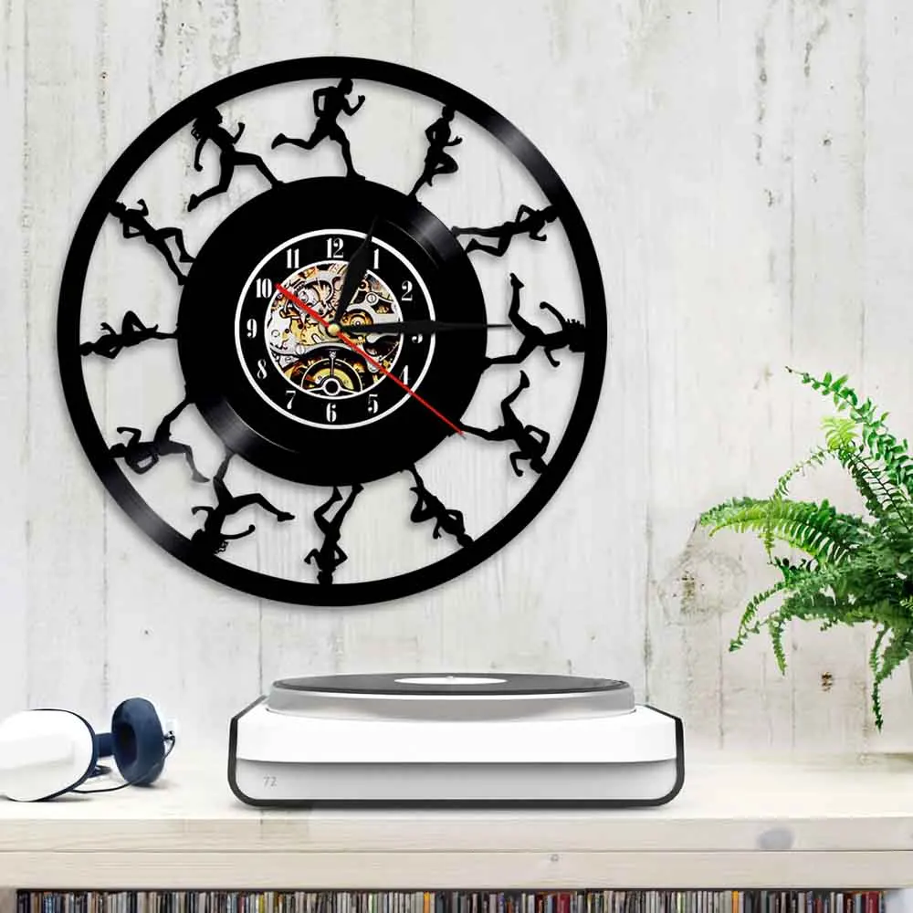 Настенные часы Marathon Runner с силуэтами спортивные тихие кварцевые настенные