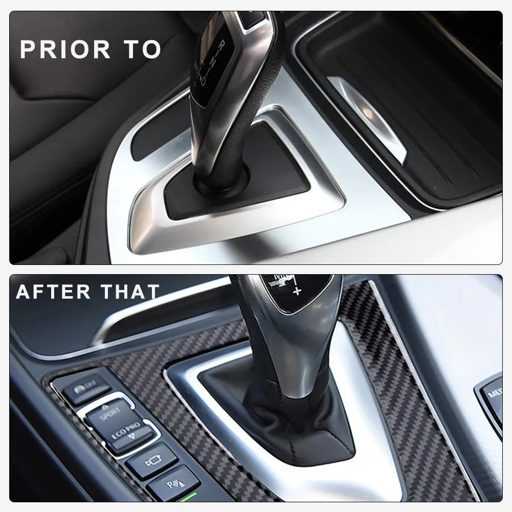 

Black/Red Carbon Fiber Car Stickers for BMW F30 F34 2013-2019 3GT Series Gear Panel Decoration