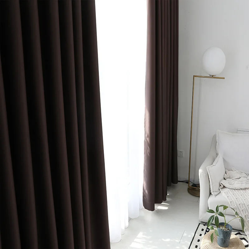 

Nordic Curtains for Living Dining Room Bedroom Solid Color Curtains Hotel Curtains Morden Tulle Finished Product Customization