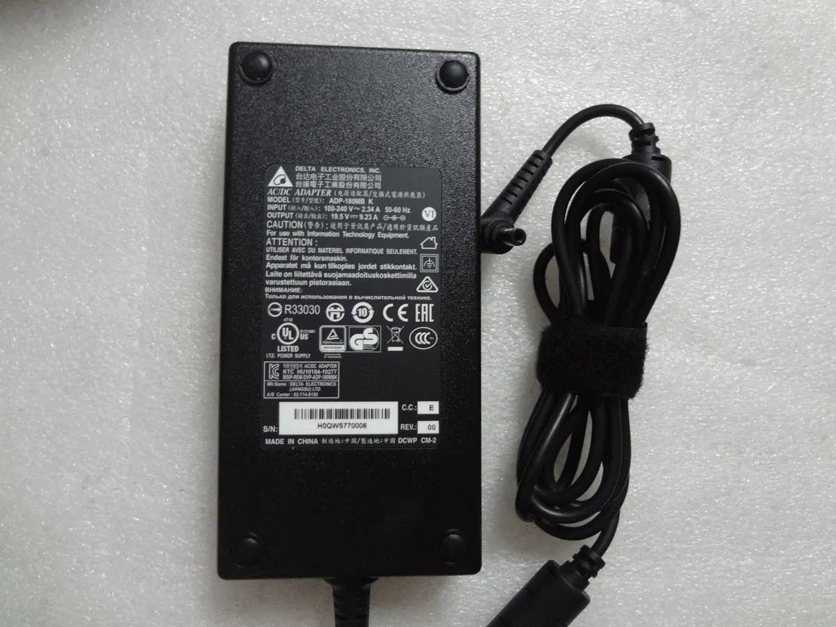 

NEW OEM Delta 19.5V 9.23A 180W ADP-180MB K For MSI WS63 8SK-024 Mobile Workstation i7-8750H Original 5.5mm*2.5mm AC Adapter