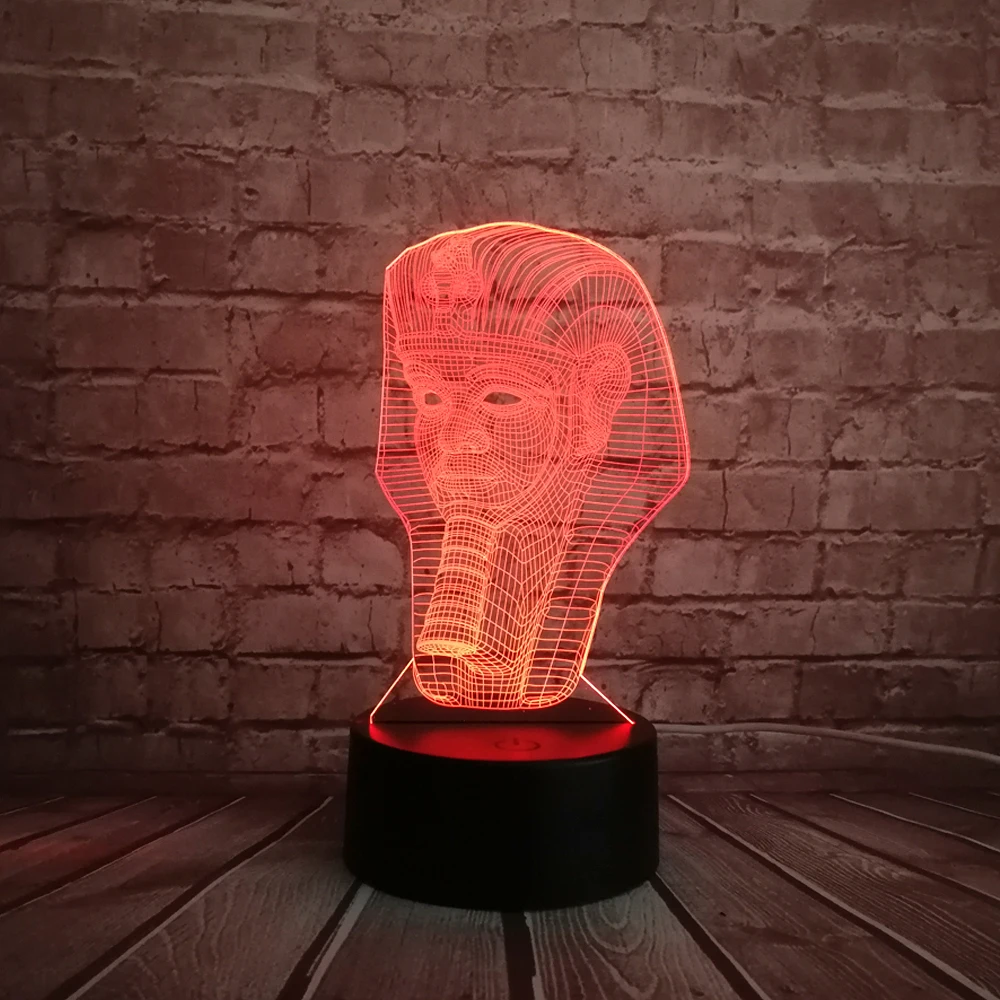 Оптовая продажа RC 3D Египетский Сфинкс Фараон Светодиодная лампа USB ночник