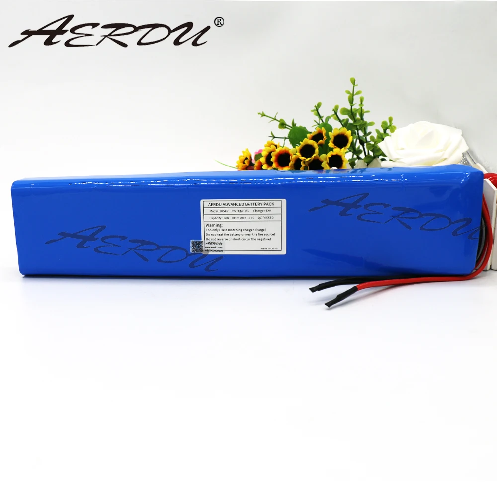 AERDU 36V 10S4P 10Ah 42V 18650 Strip lithium ion battery pack For ebike electric car bicycle motor scooter with 20A BMS 600Watt