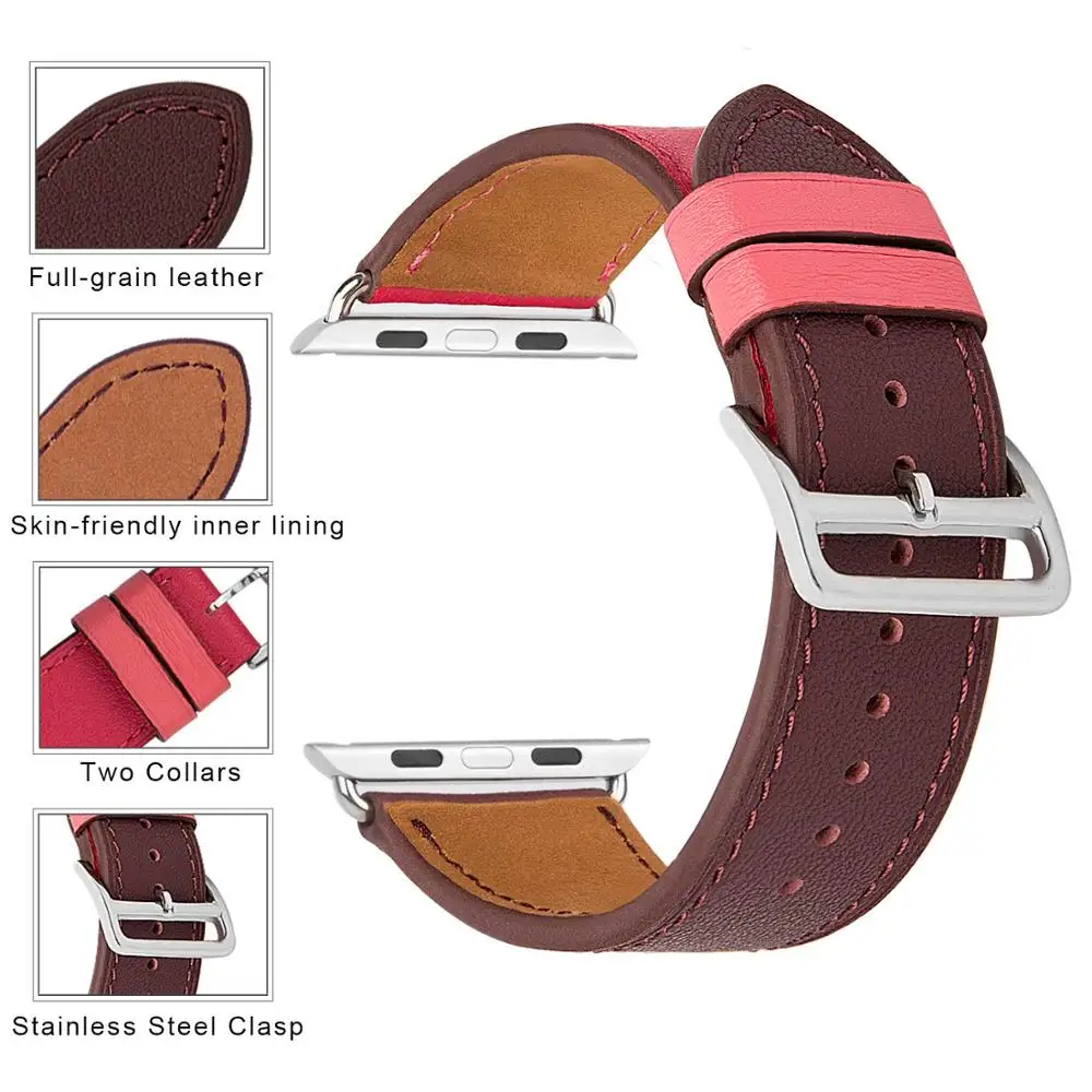 

Foloy Band For Apple Watch Series 6 5 4 42MM 38MM 40MM 44MM Sport Bracelet Strap For Iwatch 4 Band Leather Loop Accessories