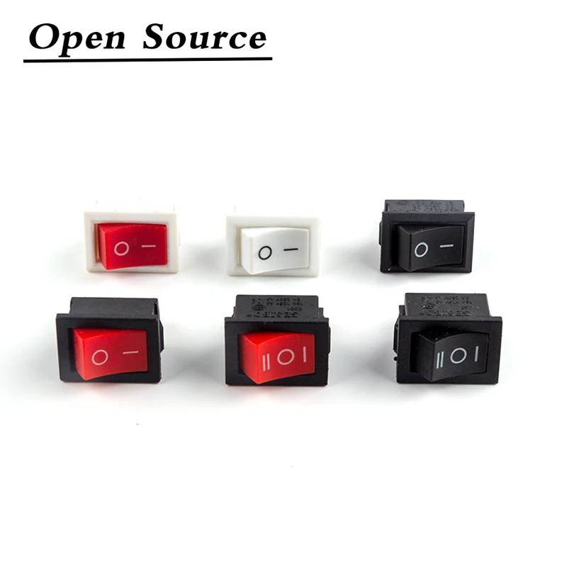 

5pcs KCD1 Rocker Switch Push Button Mini Switch 6A-10A 250V KCD1-101 2Pin 3Pin Snap-in on/Off 21*15MM Black Red White