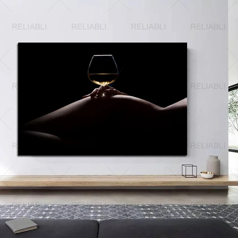 Сексуальное тело телесного цвета женская картина на холсте красное вино черный