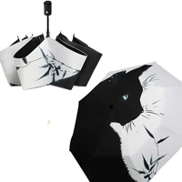 automatic umbrella rain for women parapluie men cartoon black cat umbrella fashion kids folding umbrella rain gear abstract art