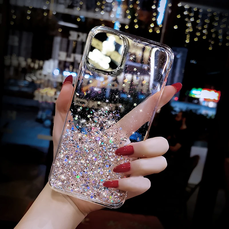 Роскошный блестящий силиконовый мягкий чехол для iPhone 12 Mini 11 Pro Xs Max X Xr 7 8 6s 6 Plus Se 2020