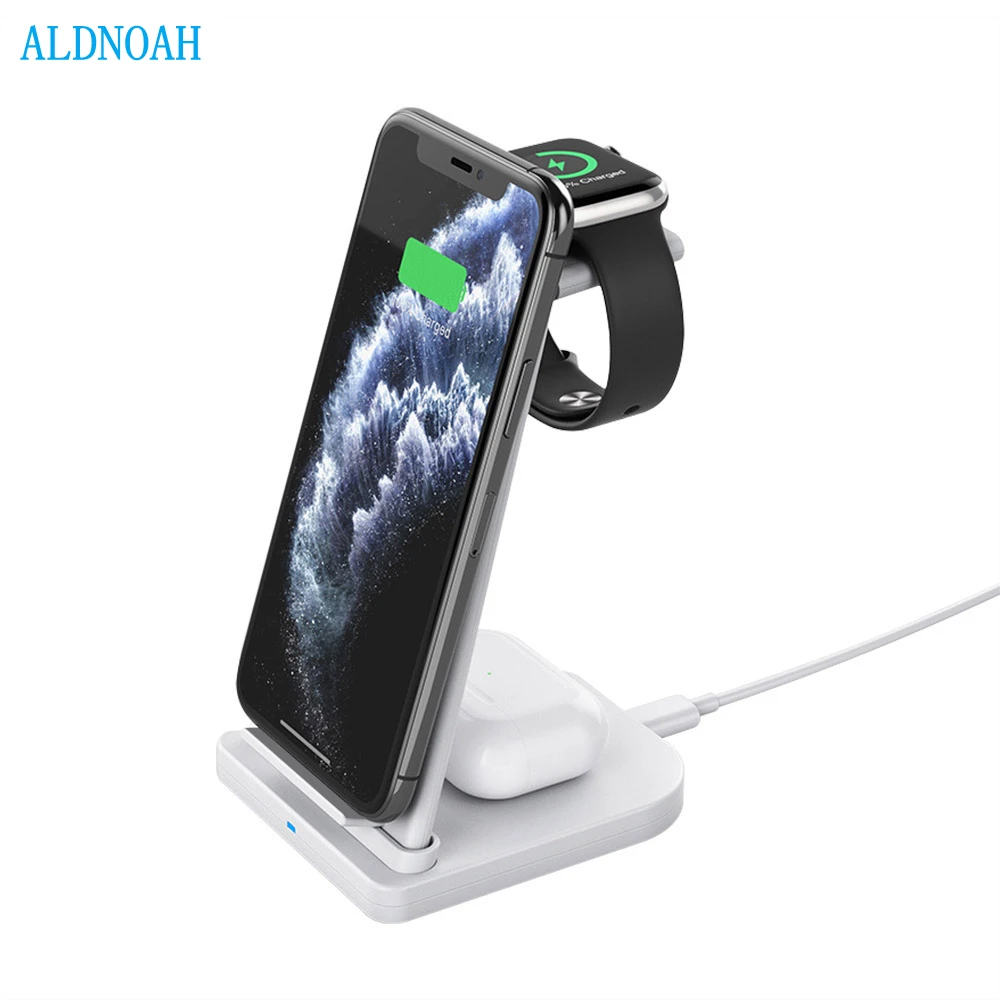 

ALDNOAH 15W Wireless Charger 3 in 1 Fast Charging Stand for Apple Watch 6 SE 5 4 3 2 iPhone 12 11 XS XR X 8 Airpods Pro
