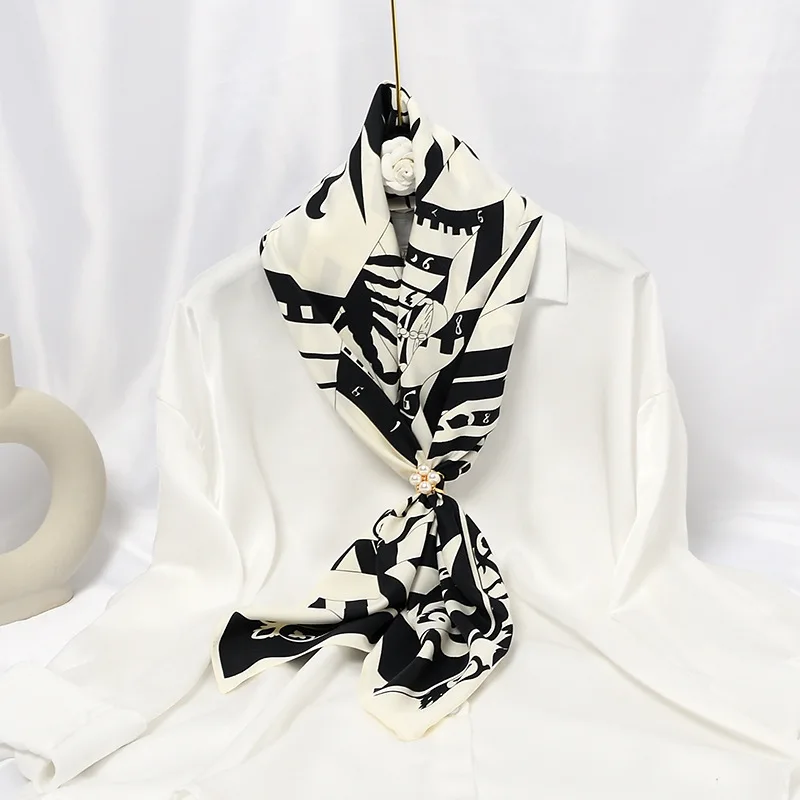 

90*90cm New Twill Weave Silk Large Square Scarf Female Fashion Decorative Neckerchief Oil Painting Shawl Women Wrap Scarves