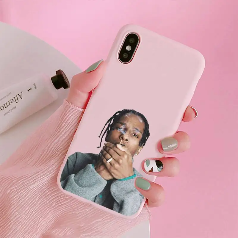 

Mob Asap Rocky Rapper Phone Case Candy Color Pink for iPhone 11 pro XS MAX 8 7 6 6S Plus X 5S SE 2020 XR