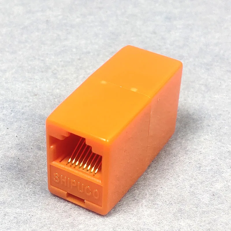 

8PIN Orange Connector RJ45 Socket Gold plated 8Pins Plastic Socket Cable Adapter