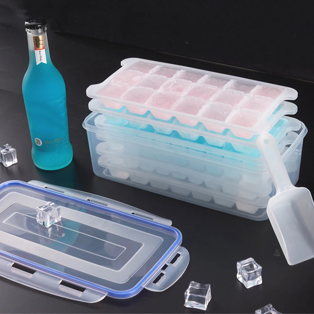 

Ice cube box ice box PP plastic homemade large ice tray mold with lid creative DIY refrigerator ice cube box ice mold