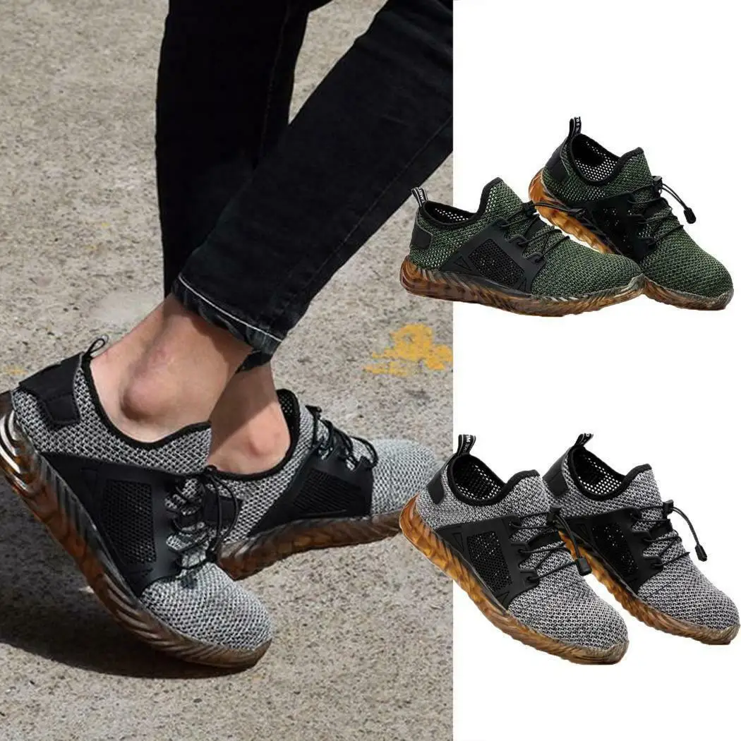 

Мужская безопасная легкая дышащая конструкция со стальным носком, со шнуровкой, повседневная обувь