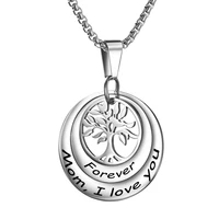 personalized engraved name date symbol heart life tree necklaces for women customized round stainless steel pendant family gifts