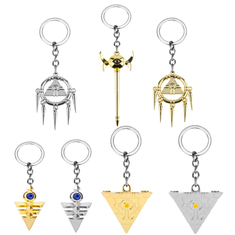 

Japanese Cartoon Anime Pendant Keyring Keychains Cartoon Yu-Gi-Oh! Weapon Enamel Key Chain Millennium Wheel Wisdom Keyrings