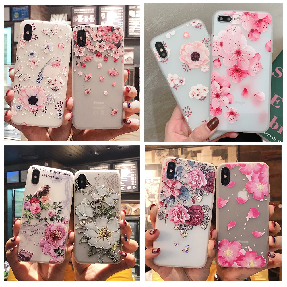 3D Рельефный цветочный чехол для телефона iPhone 11 Pro Max 6 6S Plus 7 8 X XR XS 5 5S SE модные мягкие