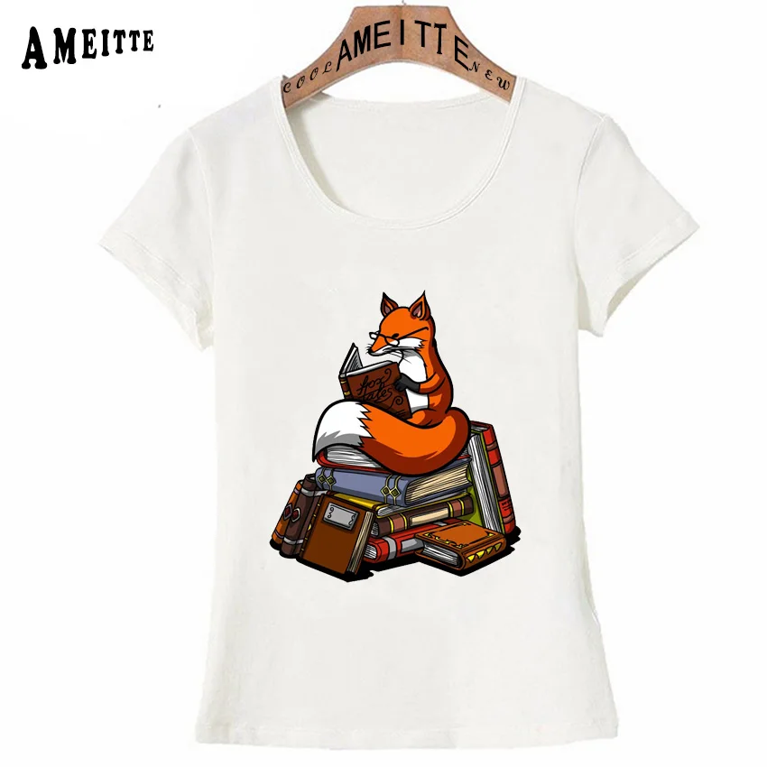 Новинка летняя футболка для девочек с рисунком лисы чтения книги художественным