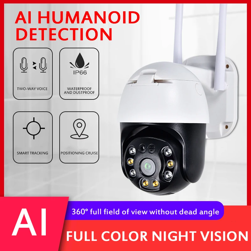 2MP 1080P Мини PTZ WiFi IP камера наружная IP66 скоростная купольная безопасность CCTV Аудио AI