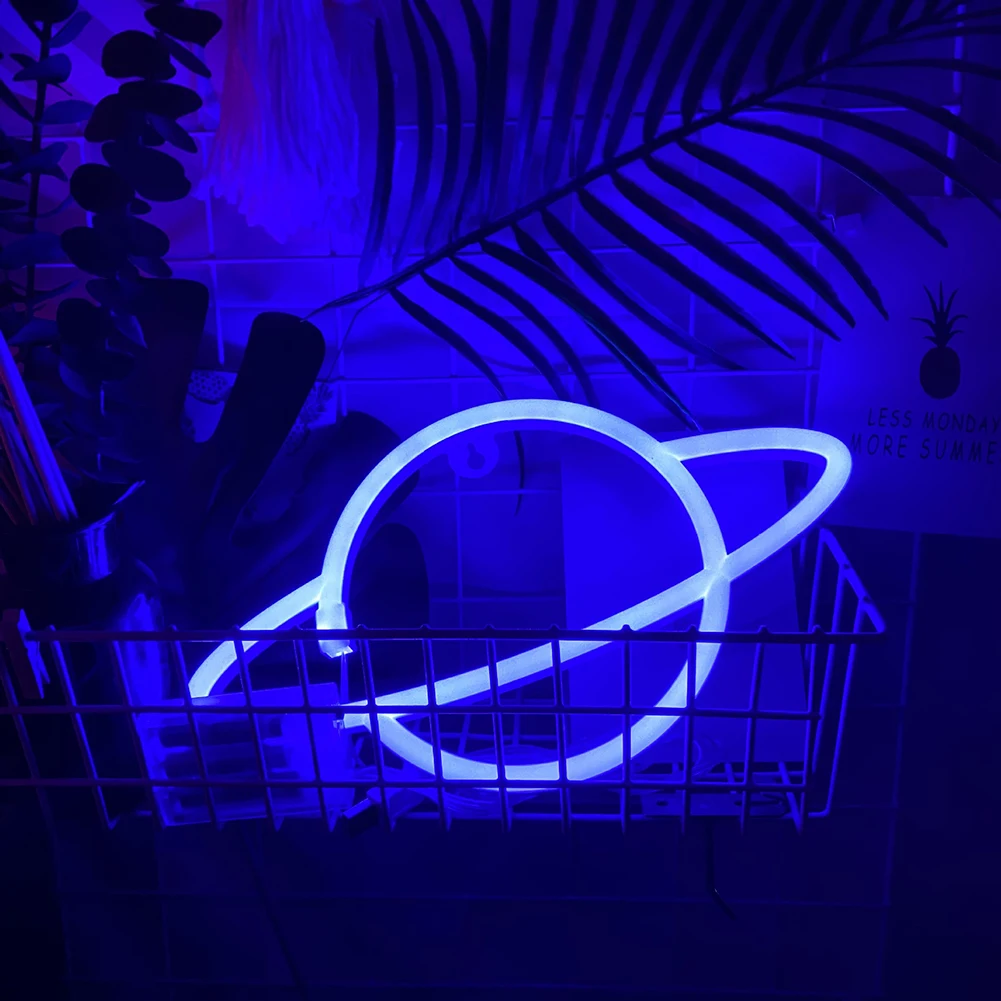 

Dual Use Elliptical Planet Shaped Neon Light Gift LED Colorful Neon Lamp Planet Sign Home Wall Starry Sky Lighting Decor