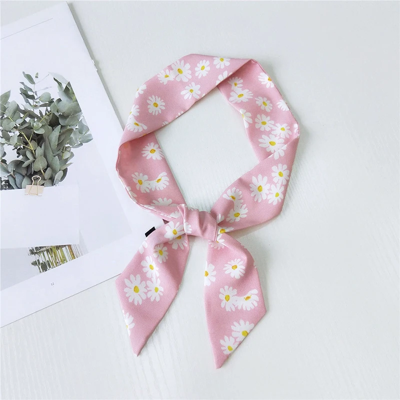 

New Arrival Sweet Daisy Print Silk-like Long Ribbons Fashion Women Bag Small Ribbon Hairband Accessories