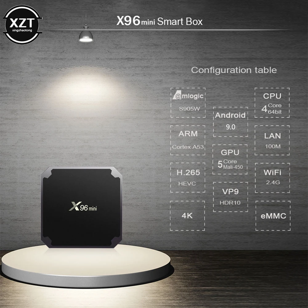 X96 мини ТВ коробка Android 9 0 Смарт Box Amlogic S905W 4 ядра 64bit 1/2 ГБ + 8/16GB 100M 2 4G WiFi медиаплеер