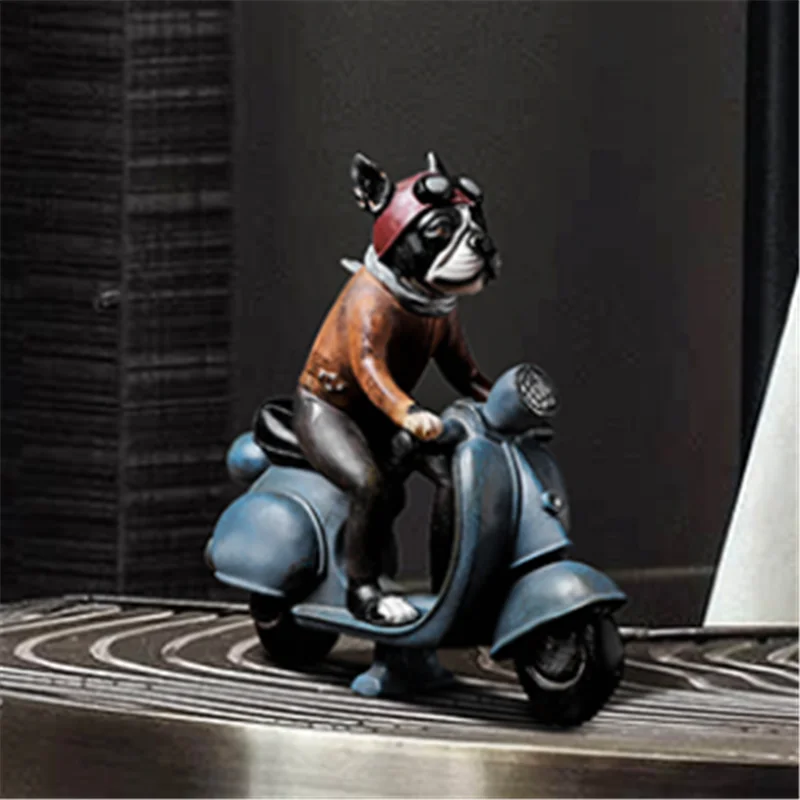 

Nordic Creative Dog Statue Living Room TV Cabinet Office Home Decor Motorcycle Dog Sculpture Crafts A1689