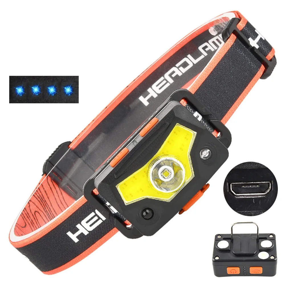 

Светодиодный индукционный налобный фонарь, 5 Вт, портативный маленький налобный фсветильник, Usb Перезаряжаемый светильник льник для ночног...