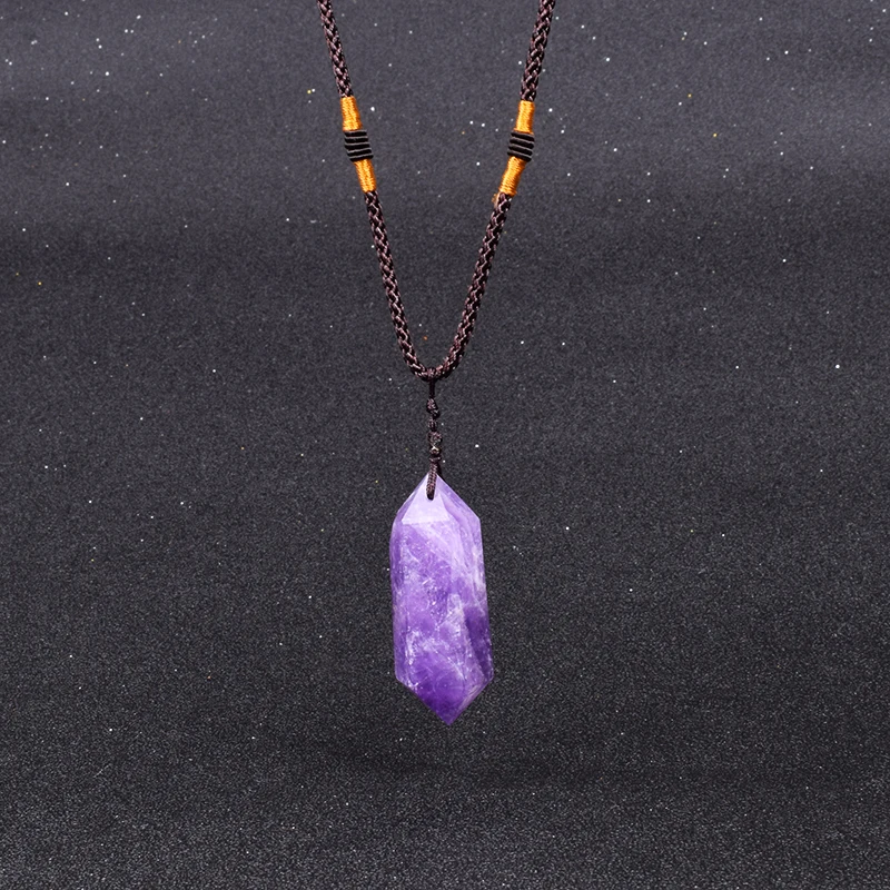 Подвески и ожерелья с лицевым покрытием из натурального аметиста женские модные