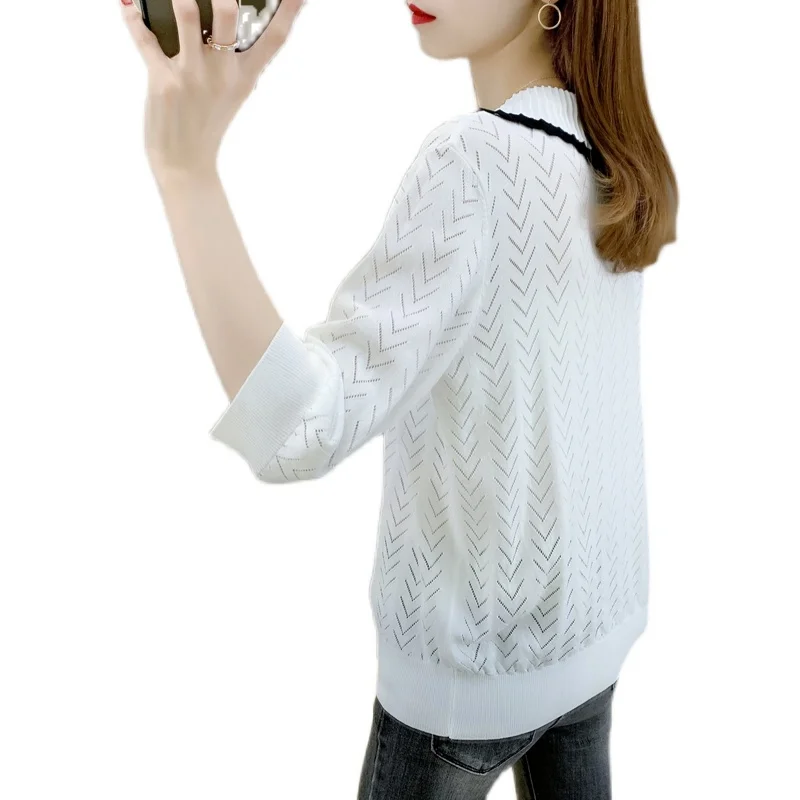 

6 in room 200354, 5 collaosed agaric color matching lapel hollow out half sleeve head 61