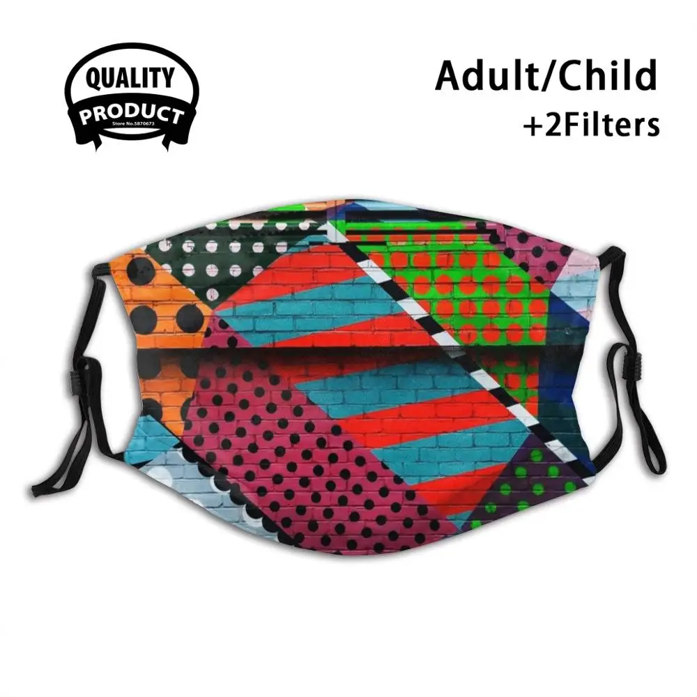 

Graffiti Color Block Reusable Mouth Mask Filter Cool Kawaii Funny Custom Design Masks Graffiti Street Art Banksy Urban Stencil