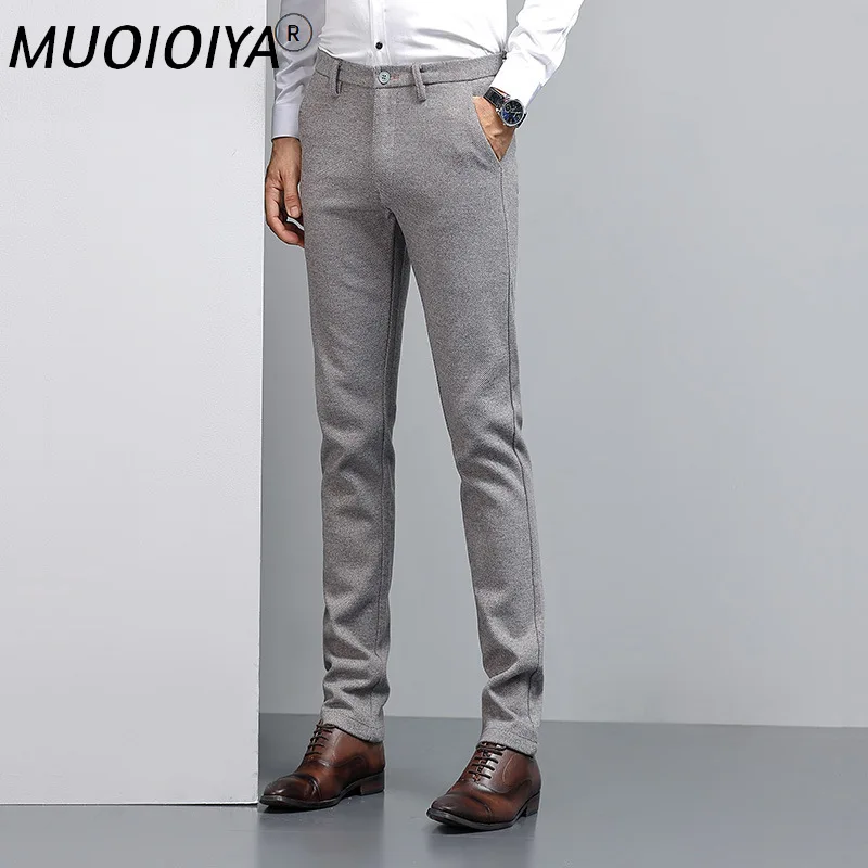 

Elastic Pants Men Autumn Winter Wool Suit Trousers Thicken Dress Trousers Business Man Suit Pants Office Formal