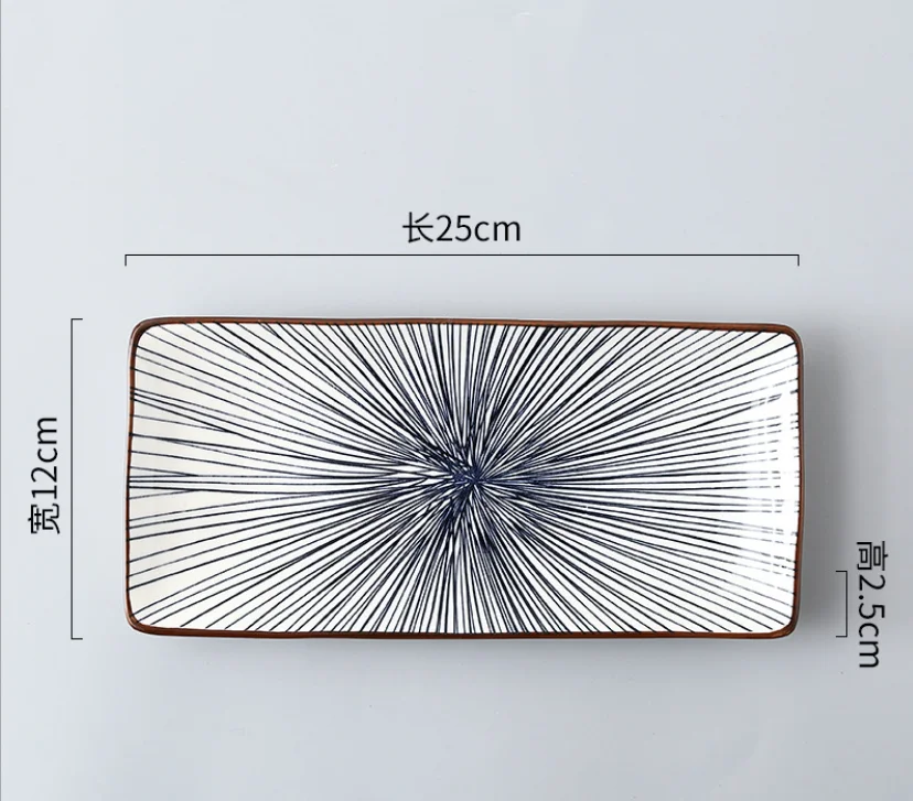 14 Japanese Style Sushi Plate Creative Underglaze Color Rectangular Ceramic Plate home Western Dish Serving Dishes Dinner Plates - Color: 14