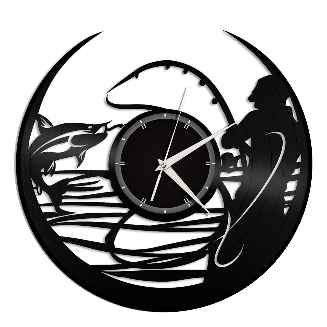 Настенные часы из виниловой пластинки &quotРыбалка&quot