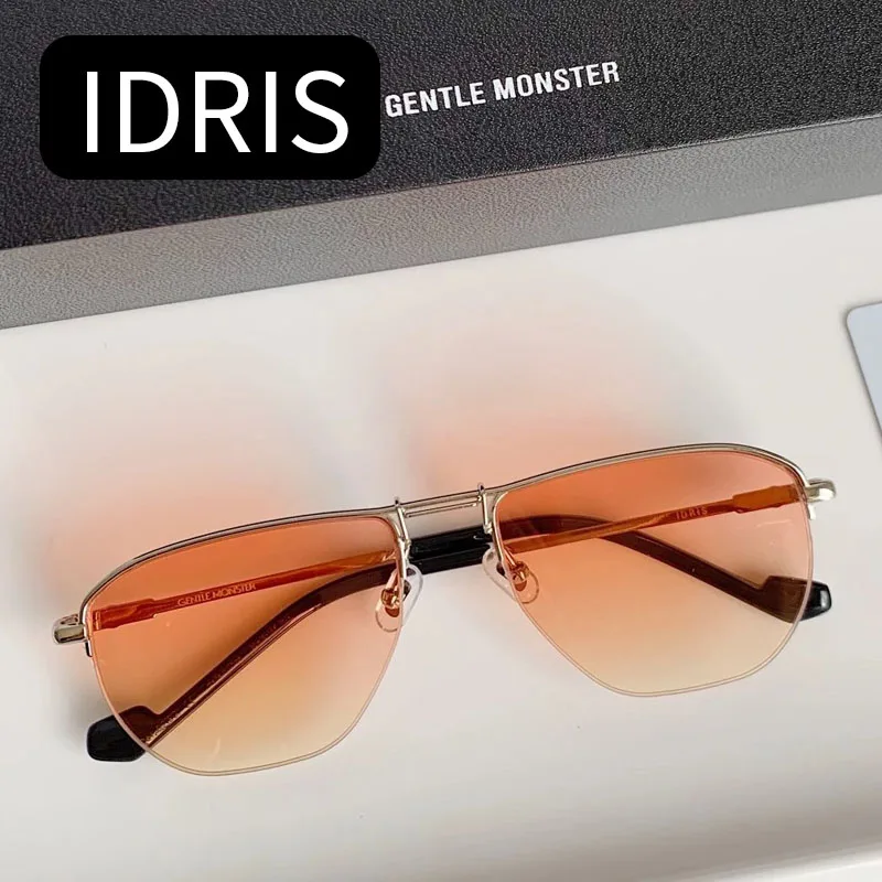 

GENTLE MONSTER Sunglasses Women 2021 For Men Luxury Designer Vintage IDRIS Brand Alloy Gold Fashion Trending GM Sun Glasses