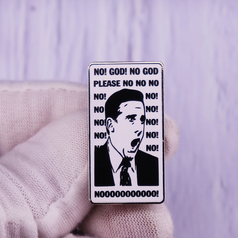 Офисная брошь Майкл Скотт без Бога пожалуйста эмали значок для ТВ шоу украшение