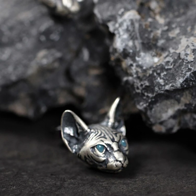 

1 Pair Vintage Sphink Cats Stud Earrings Hypoallergenic Punk Cats Earrings Gifts 85LB