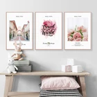 Розовый город цветы буквы современное настенное искусство posterскандинавский абстрактный холст живопись для гостиной спальни прохода украшения дома