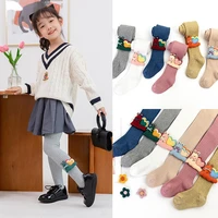 spring autumn knitted children pantyhose cotton double needle tights for girls cute animal baby girl spring clothes