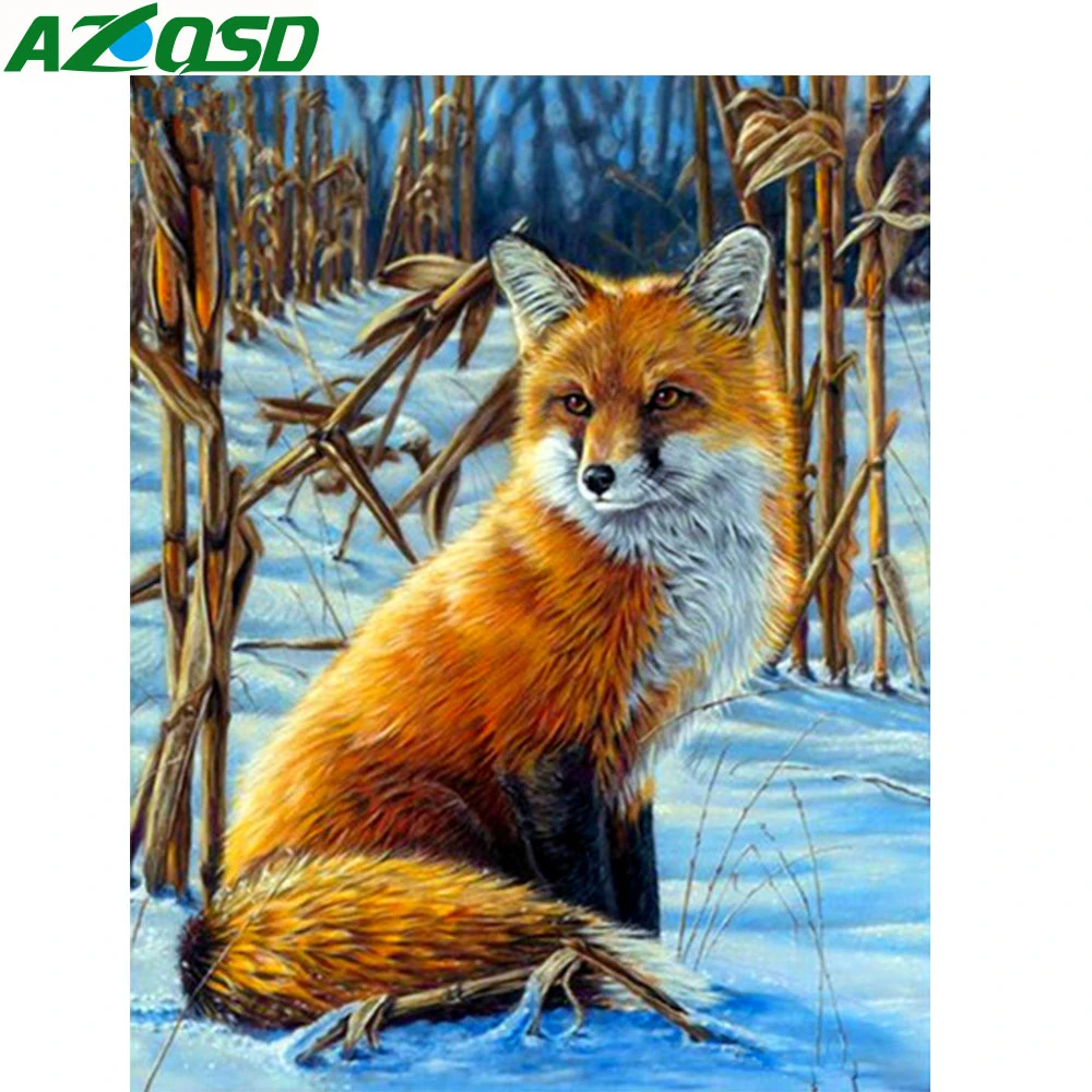 AZQSD Бриллиантовая мозаичная фигурка животного лиса крестиком домашний декор