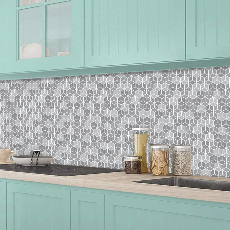 3 листа самоклеящиеся наклейки водостойкие шестигранные настенные плитка Backsplash