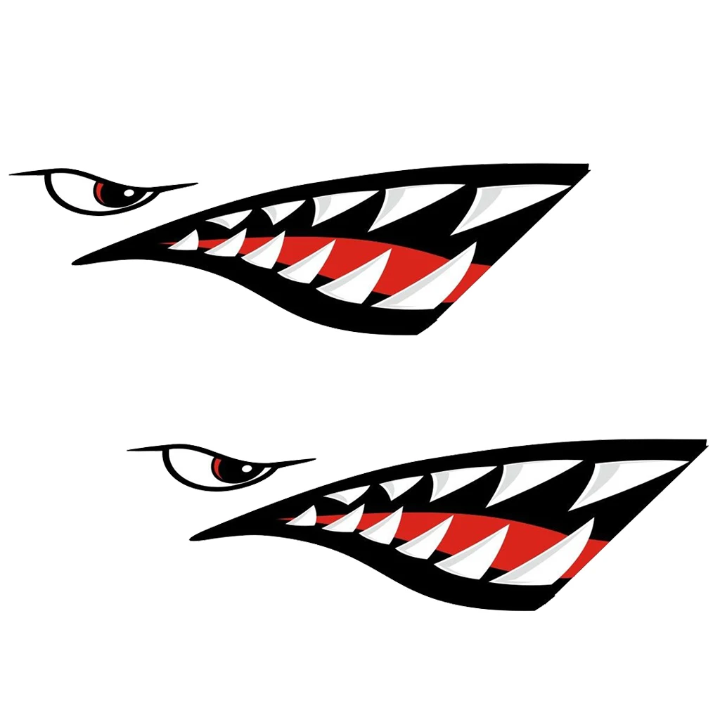 

2 Pcs Shark Teeth Mouth Decal Stickers for Kayak Canoe Dinghy Boat Car Truck Graphics Accessories