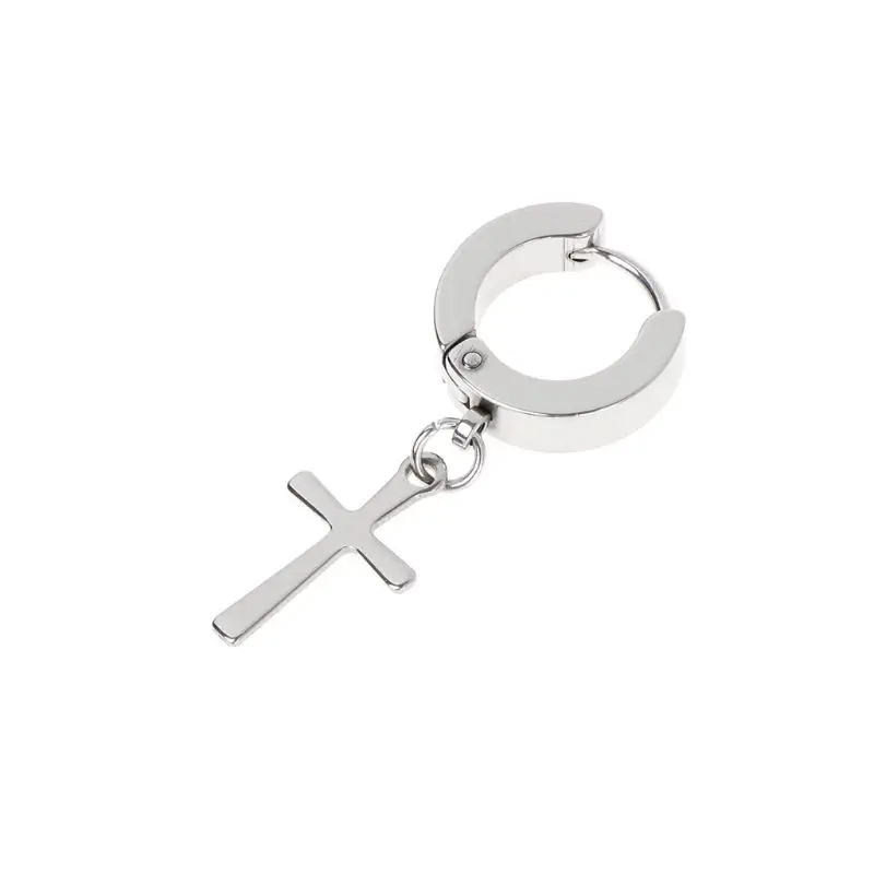 43-Silver- 1 Piece 1 шт., дизайн, серьги в стиле панк, подвеска в виде креста, длинные висячие цепочки с кисточкой, титановая сталь, женские и мужские ювелирные изделия, подвески Brincos - Окраска металла: 43-Silver- 1 Piece