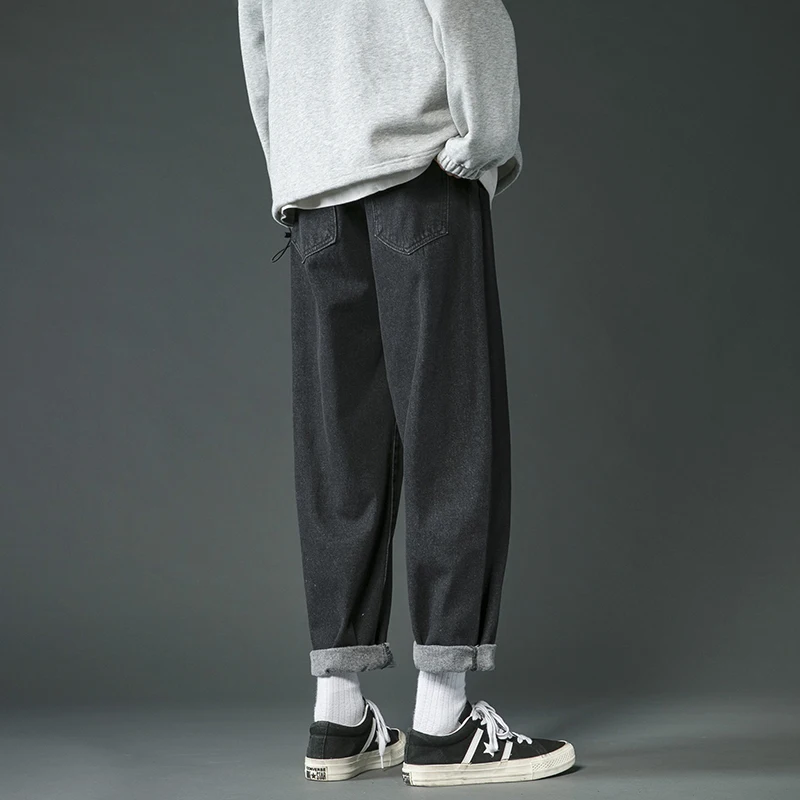 

Man Straight Winter 2020 Casual Jeans Loose Velvet Denim Pants Korean Male Hip Hop Jeans Couple Streetwear Jean Clothing