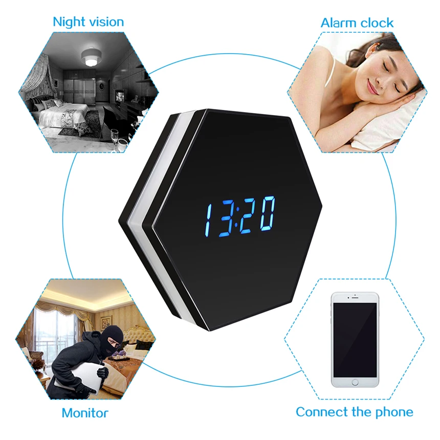 Hebeiros 2MP настенные часы с батареей IP WiFi камера HD 1080P P2P аудио Ночное Видение