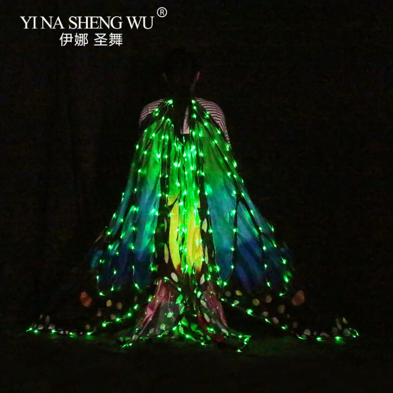 Women Belly Dance LED Wings Girl Wing Butterfly Halloween Cloak Stage Performance Accessories | Тематическая одежда и
