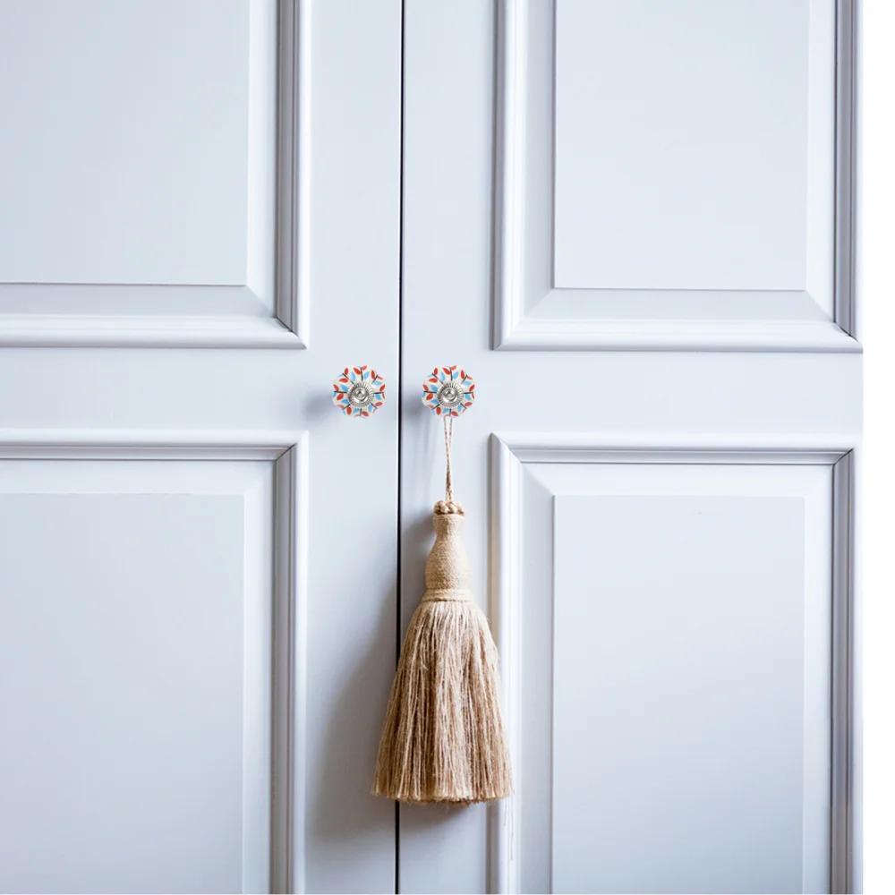 

3pcs Flower-shape Handle Wardrobe Door Handle Ceramic Drawer Knob for Home